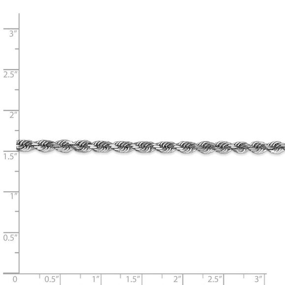 4mm, 14k White Gold D/C Quadruple Rope Chain Bracelet, 7 Inch